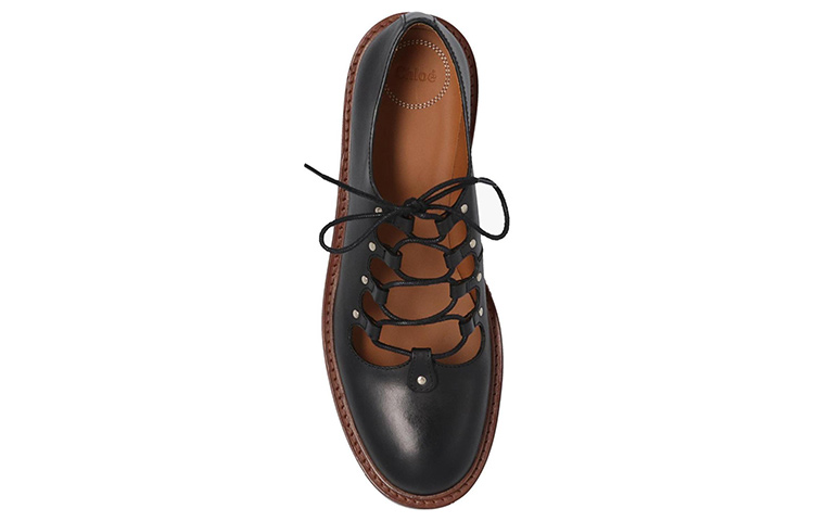 Lookbook (Women) Chloe Leather Lace-Up Low Top 'Black' CHC22S563L0001