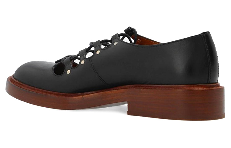 Shop (Women) Chloe Leather Lace-Up Low Top 'Black' CHC22S563L0001