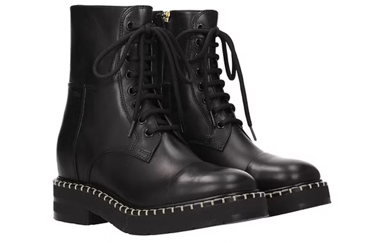 Order (Women) Chloe Leather Lace-Up Short Boots 'Black' CHC22W718W4001