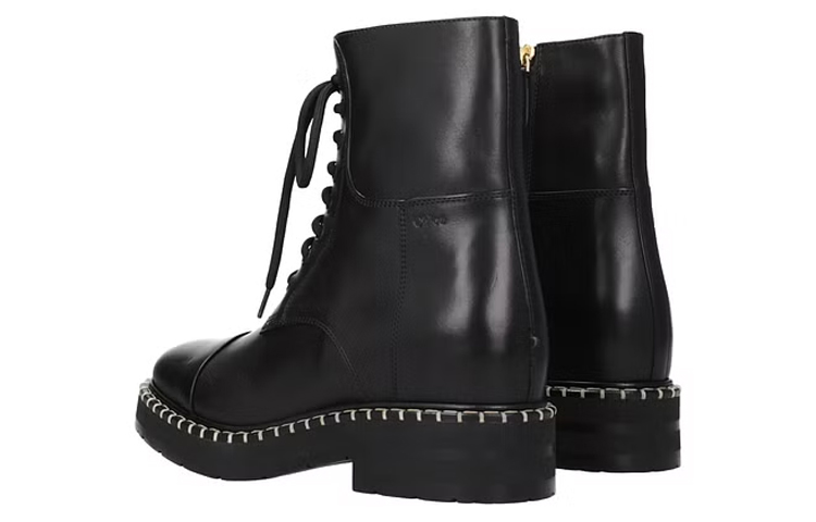 Lookbook (Women) Chloe Leather Lace-Up Short Boots 'Black' CHC22W718W4001
