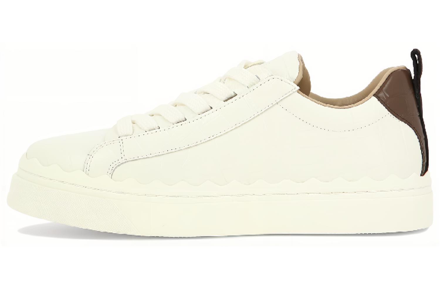 (Women) Chloe Leather Low-Top Lace-Up 'White Brown' C23A108EU90U