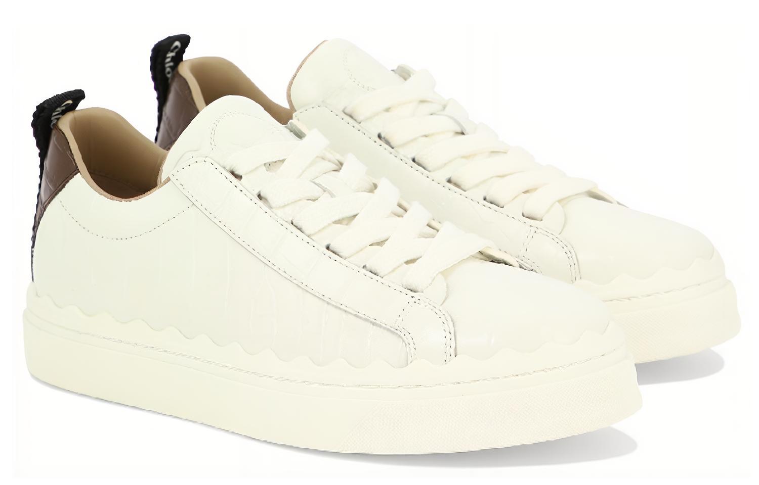 Order (Women) Chloe Leather Low-Top Lace-Up 'White Brown' C23A108EU90U