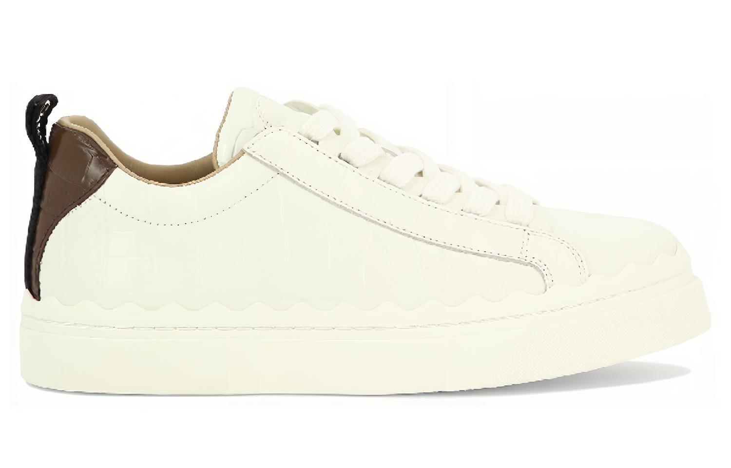 Lookbook (Women) Chloe Leather Low-Top Lace-Up 'White Brown' C23A108EU90U