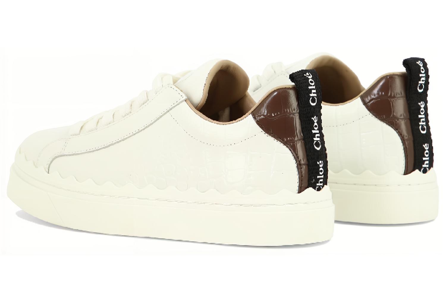 Shop Chloe 蔻依 皮革 低幫繫帶 時尚板鞋 女款 白棕