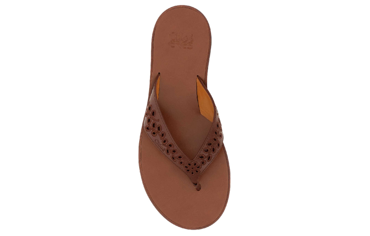 Shop (W) Chloe Leder Sandalen mit Perforiertem Detail ''Fashion Brown'' CHC23U848DW645