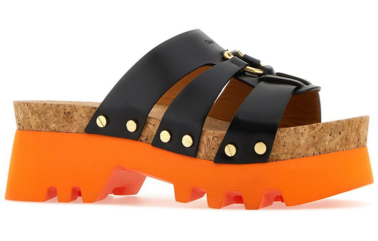 (W) Chloe Leather Platform Slide 'Black Brown' 圖 3