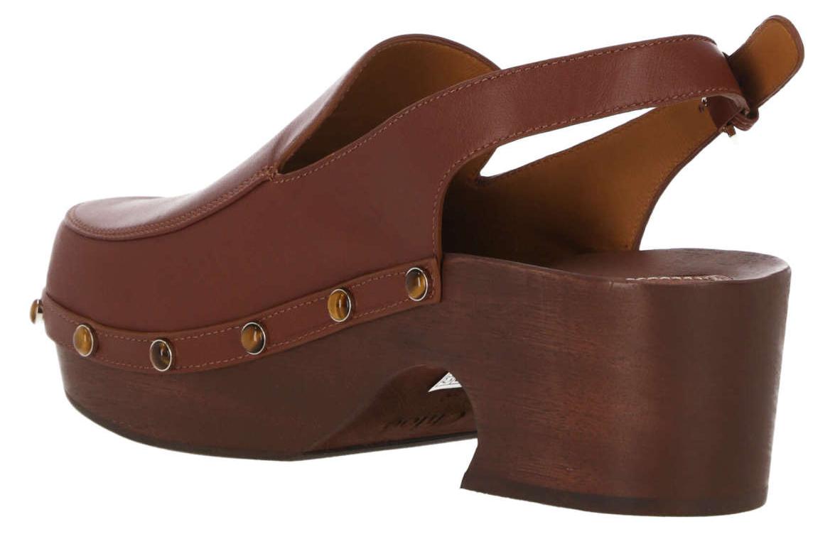 Purchase (Women) Chloe Leather Round-Toe Buckle 'Brown Block Heel' CHC23S774B8244