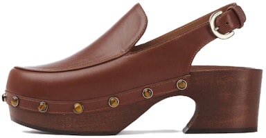 (Women) Chloe Leather Round-Toe Buckle 'Brown Block Heel' CHC23S774B8244 (Women) Chloe Leather Round-Toe Buckle 'Brown Block Heel' CHC23S774B8244