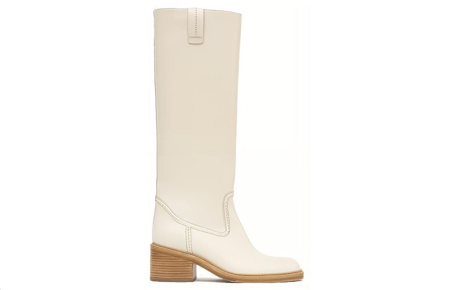 (W) Chloe Leather Round Toe High-Heel Boots 'White' 圖 2
