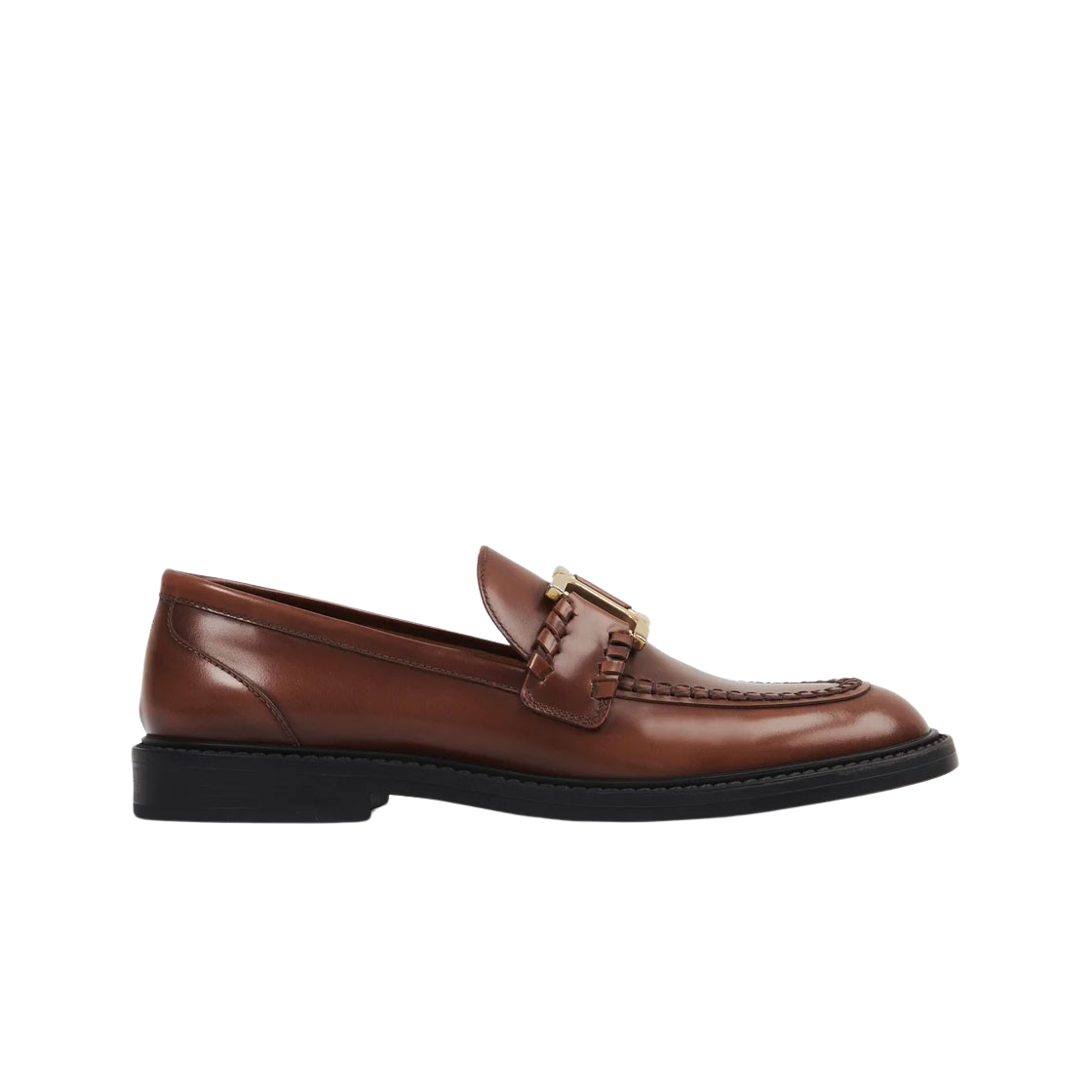(Women) Chloe Leather Round Toe Loafers 'Brown' CHC23A911EY25M