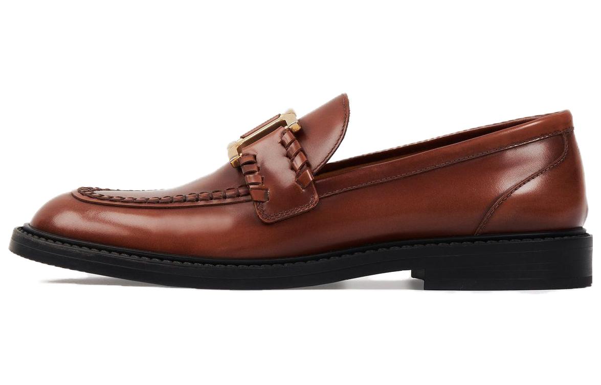 (Women) Chloe Leather Round Toe Loafers 'Brown' CHC23A911EY25M