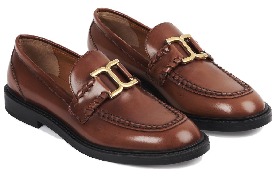 (W) Chloe Leather Round Toe Loafers 'Brown' 圖 2