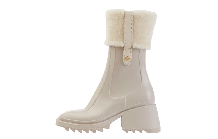 (W) Chloe Leather Round Toe Slip-On Ankle Boots 'Beige'