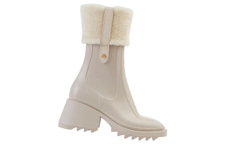 (W) Chloe Leather Round Toe Slip-On Ankle Boots 'Beige' 圖 2