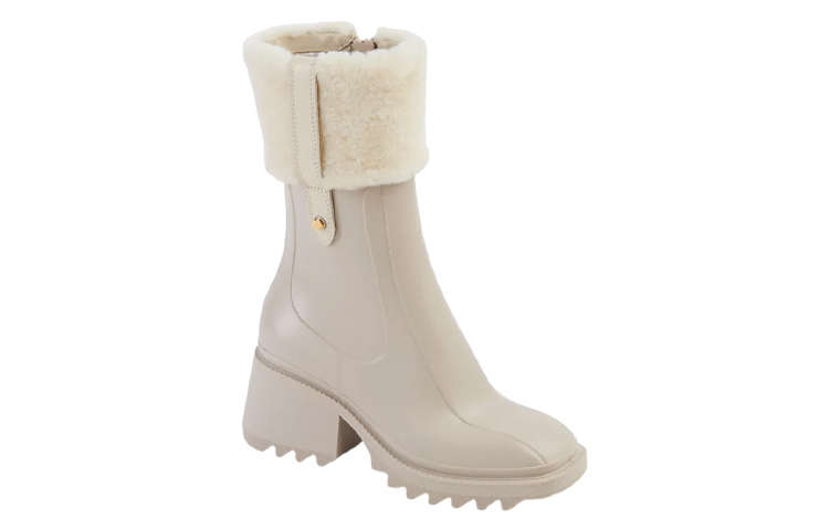 (W) Chloe Leather Round Toe Slip-On Ankle Boots 'Beige' 圖 3