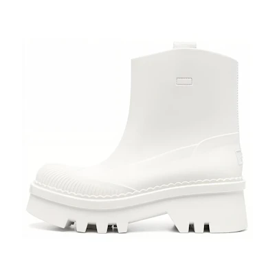 (W) Chloe Leather Slip-On Bootie 'White'