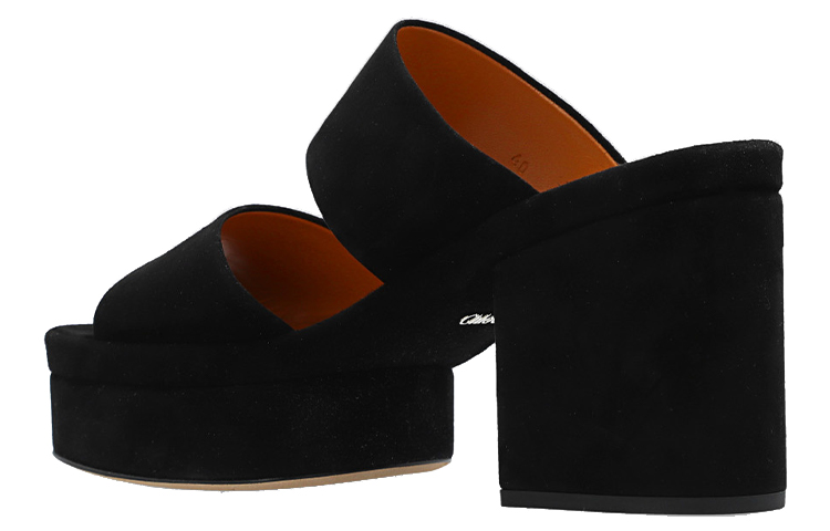 Shop (W) Chloe Kasut Tumit Runcing 'Fashion Mule Hitam' Kulit Slip-On CHC23S784CJ001