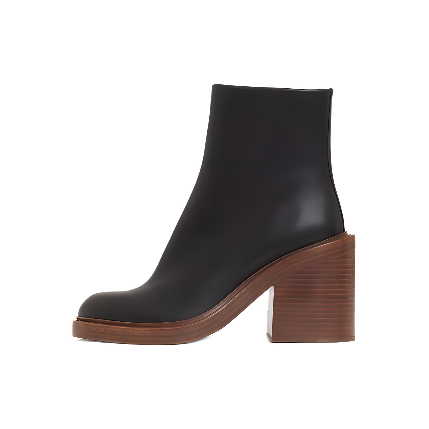 (W) Chloe Leather Zip High-Heel Ankle Boots 'Black Brown'