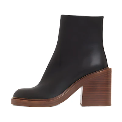 (W) Chloe Leather Zip High-Heel Ankle Boots 'Black Brown'