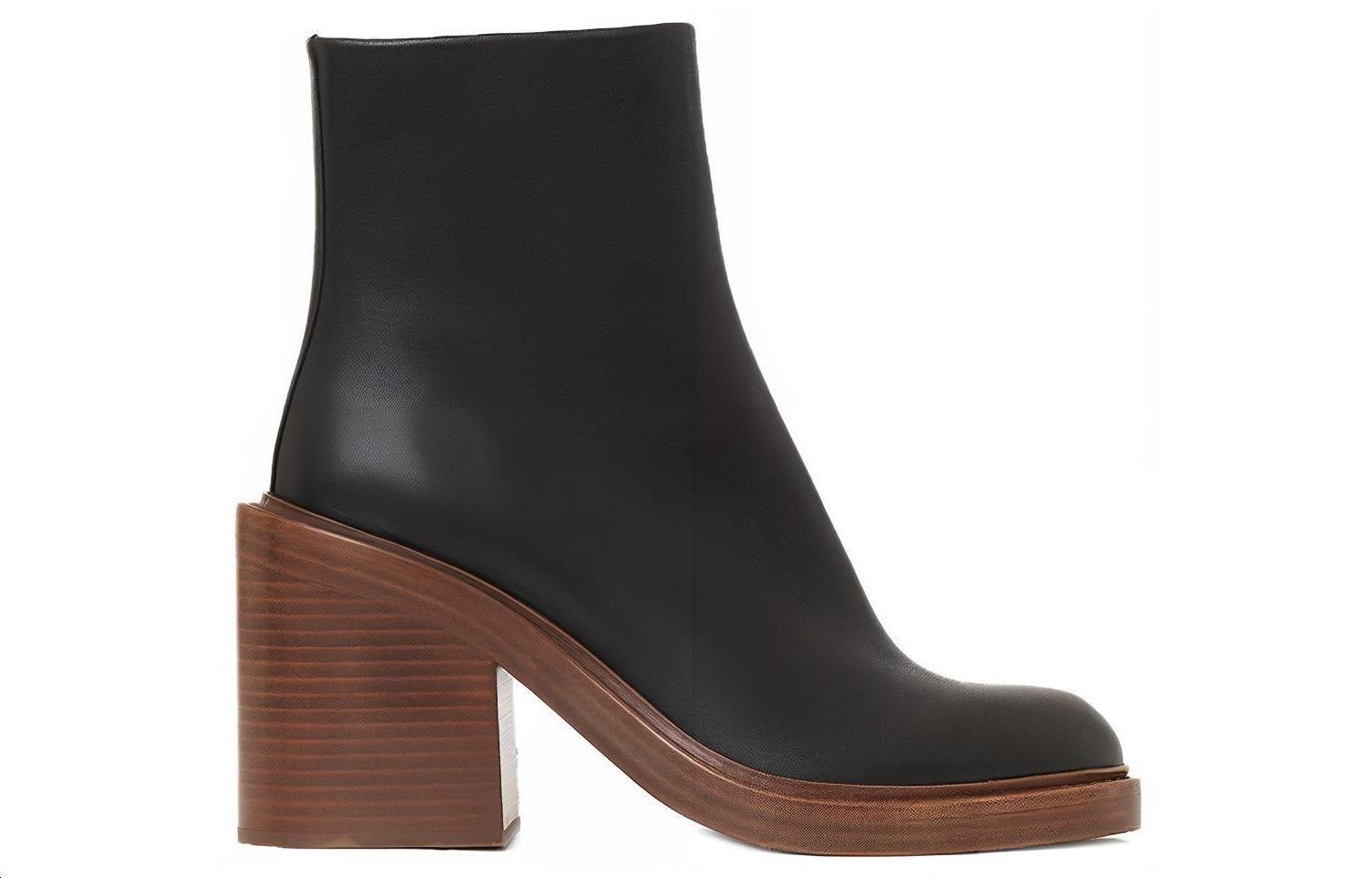 (W) Chloe Leather Zip High-Heel Ankle Boots 'Black Brown' 圖 2