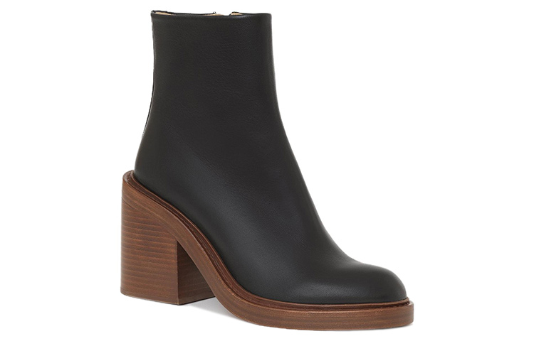 (W) Chloe Leather Zip High-Heel Ankle Boots 'Black Brown' 圖 3