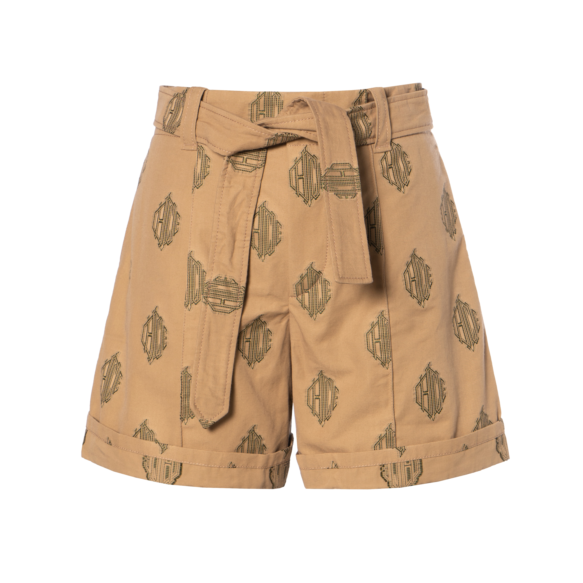 (Women) Chloe Logo Jacquard Casual Shorts Khaki Color. CHC20SSH2131224I