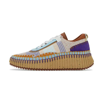 (W) Chloe Low-Top Lace-Up Sneaker 'White Blue'