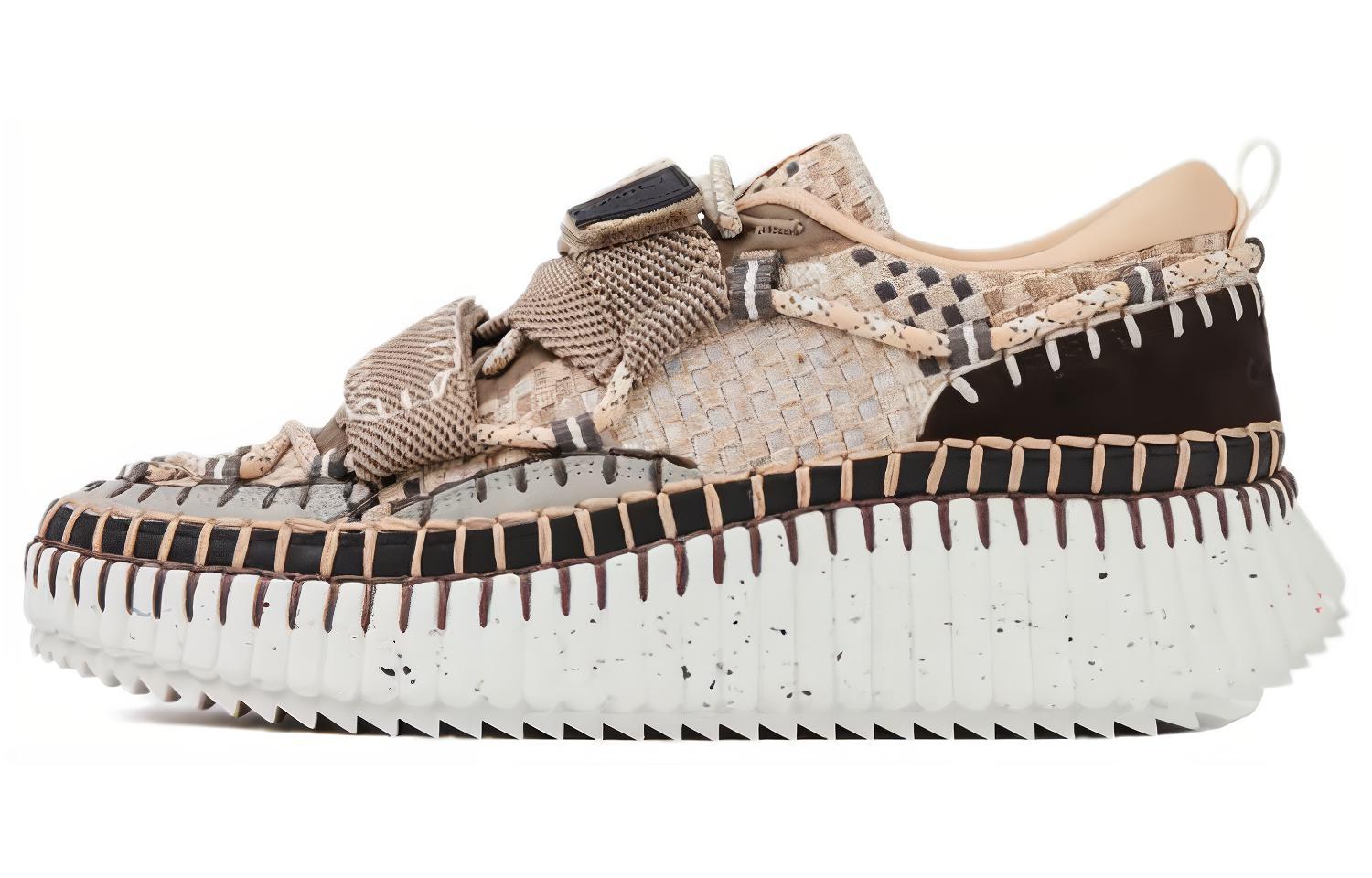 (W) Chloe Low-Top Lace-Up Sneakers 'White Brown'