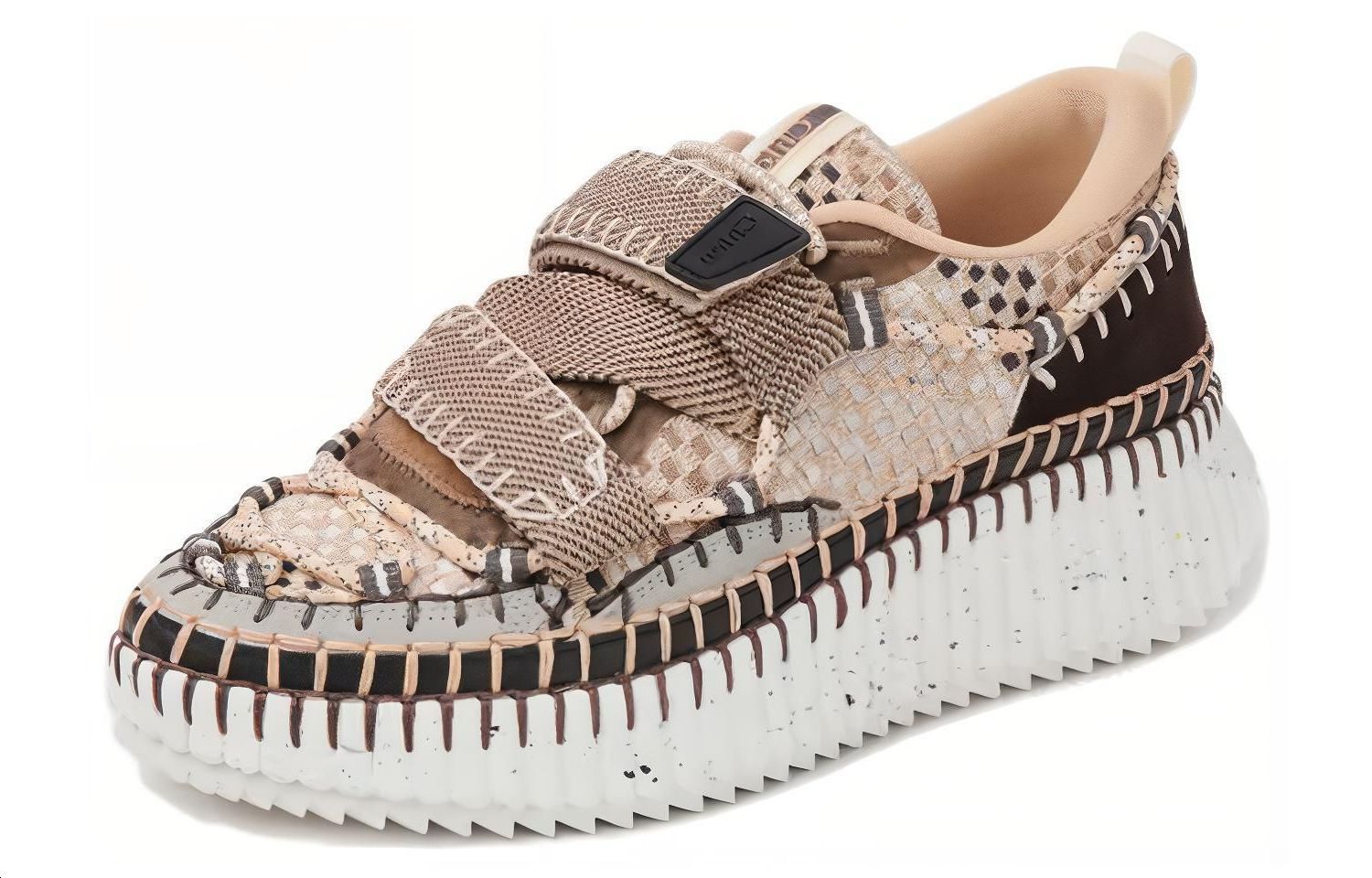 (W) Chloe Low-Top Lace-Up Sneakers 'White Brown' 圖 3