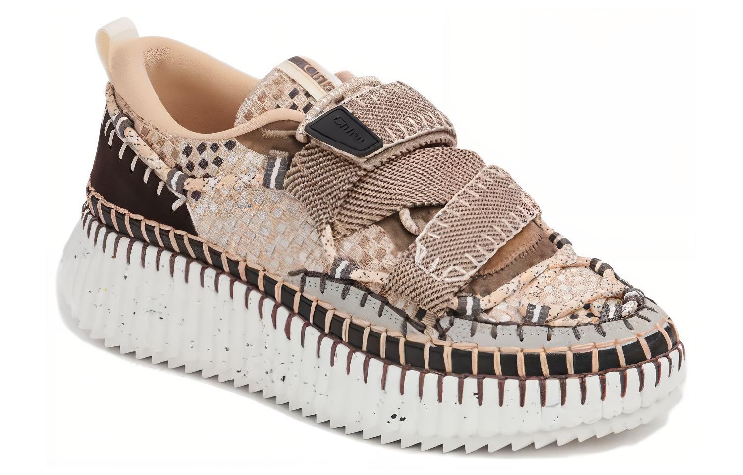 (W) Chloe Low-Top Lace-Up Sneakers 'White Brown' 圖 4