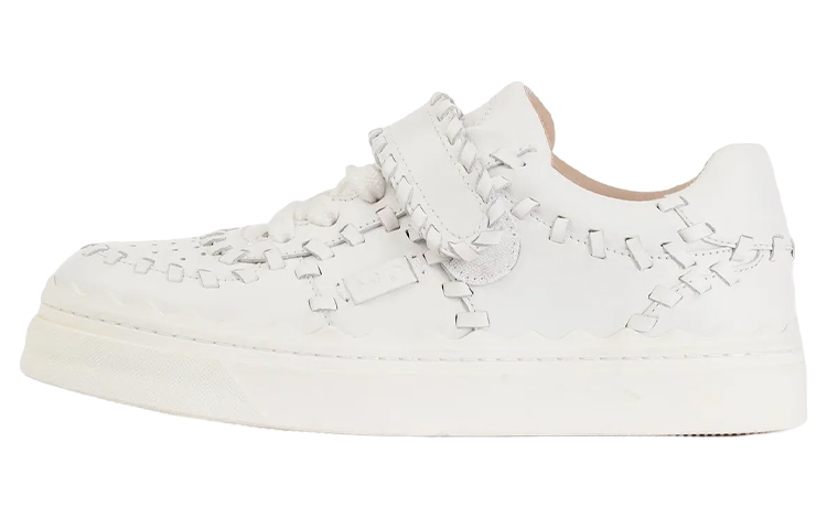 (W) Chloe Low Top Velcro Sneaker 'White Leather'