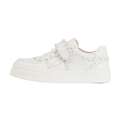 (W) Chloe Low Top Velcro Sneaker 'White Leather'
