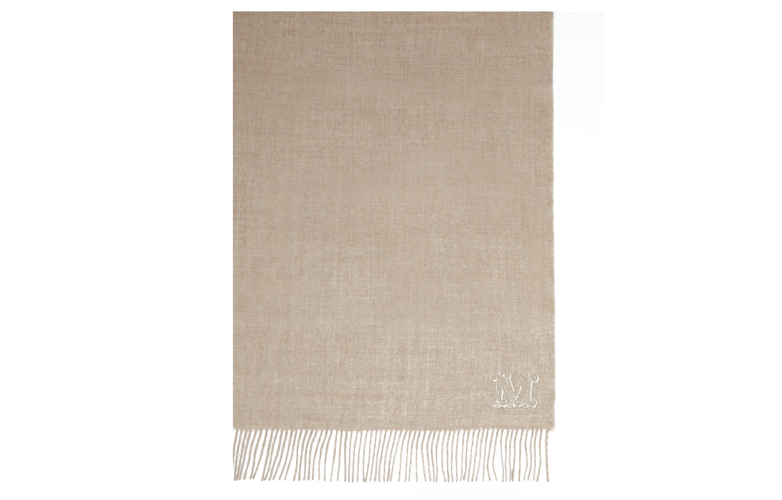 (Women) Chloe M Logo Tassel Scarf Beige for Women. 4546052706004 - PIOPPO