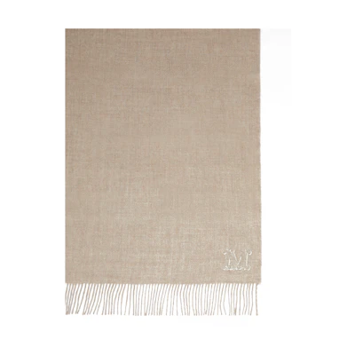 (Women) Chloe M Logo Tassel Scarf Beige for Women. 4546052706004 - PIOPPO