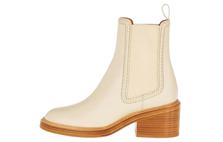 (W) Chloe Mallo Leather Chunky Heel Chelsea Boots 'White'