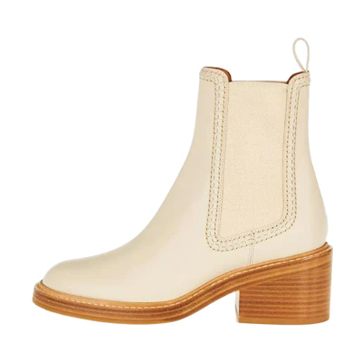 (W) Chloe Mallo Leather Chunky Heel Chelsea Boots 'White'