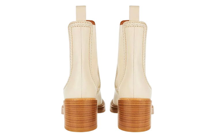 (W) Chloe Mallo Leather Chunky Heel Chelsea Boots 'White' 圖 3