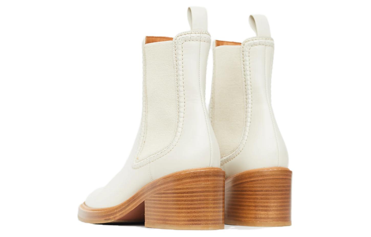(W) Chloe Mallo Leather Chunky Heel Chelsea Boots 'White' 圖 4