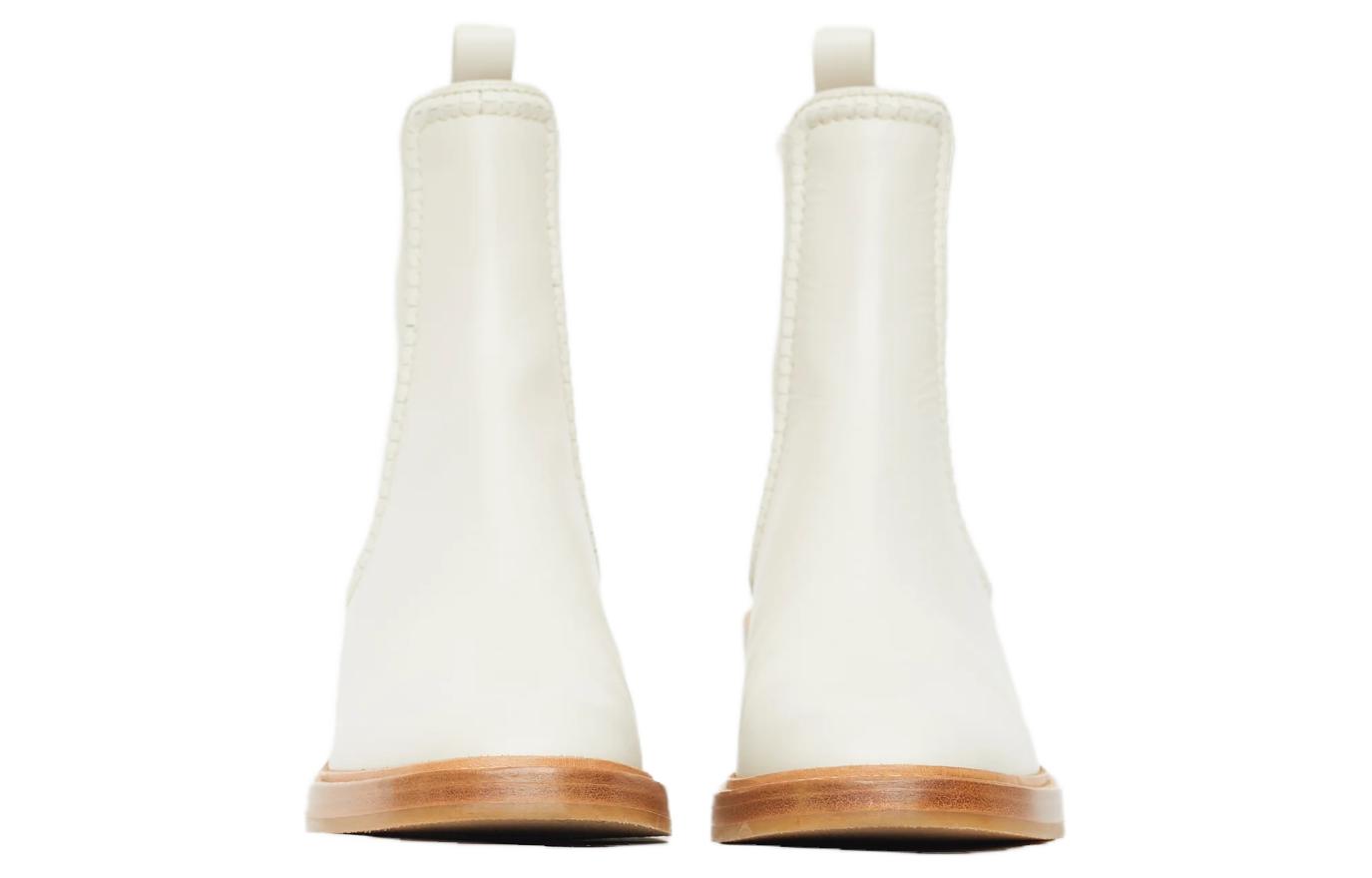 (W) Chloe Mallo Leather Chunky Heel Chelsea Boots 'White' 圖 5