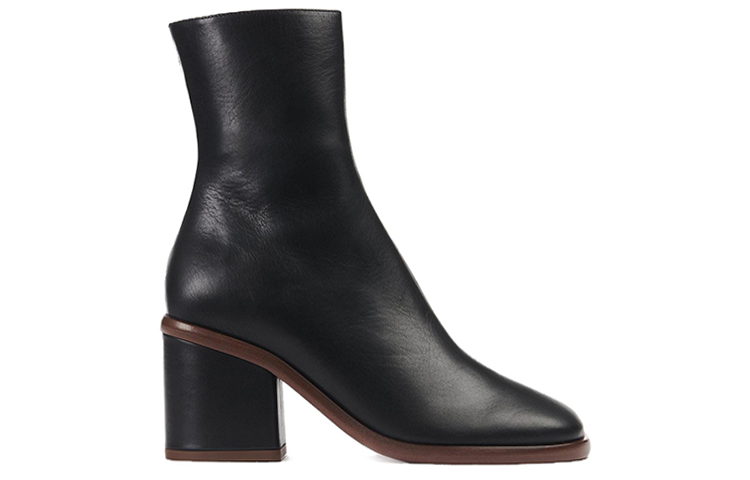 (W) Chloe Meganne Leather Zip Ankle Boots 'Black Chunky Heel' 圖 2