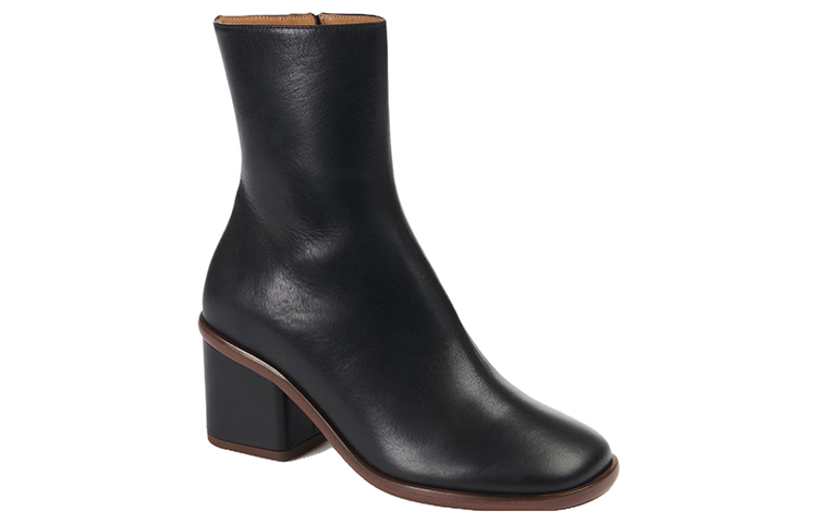 (W) Chloe Meganne Leather Zip Ankle Boots 'Black Chunky Heel' 圖 3