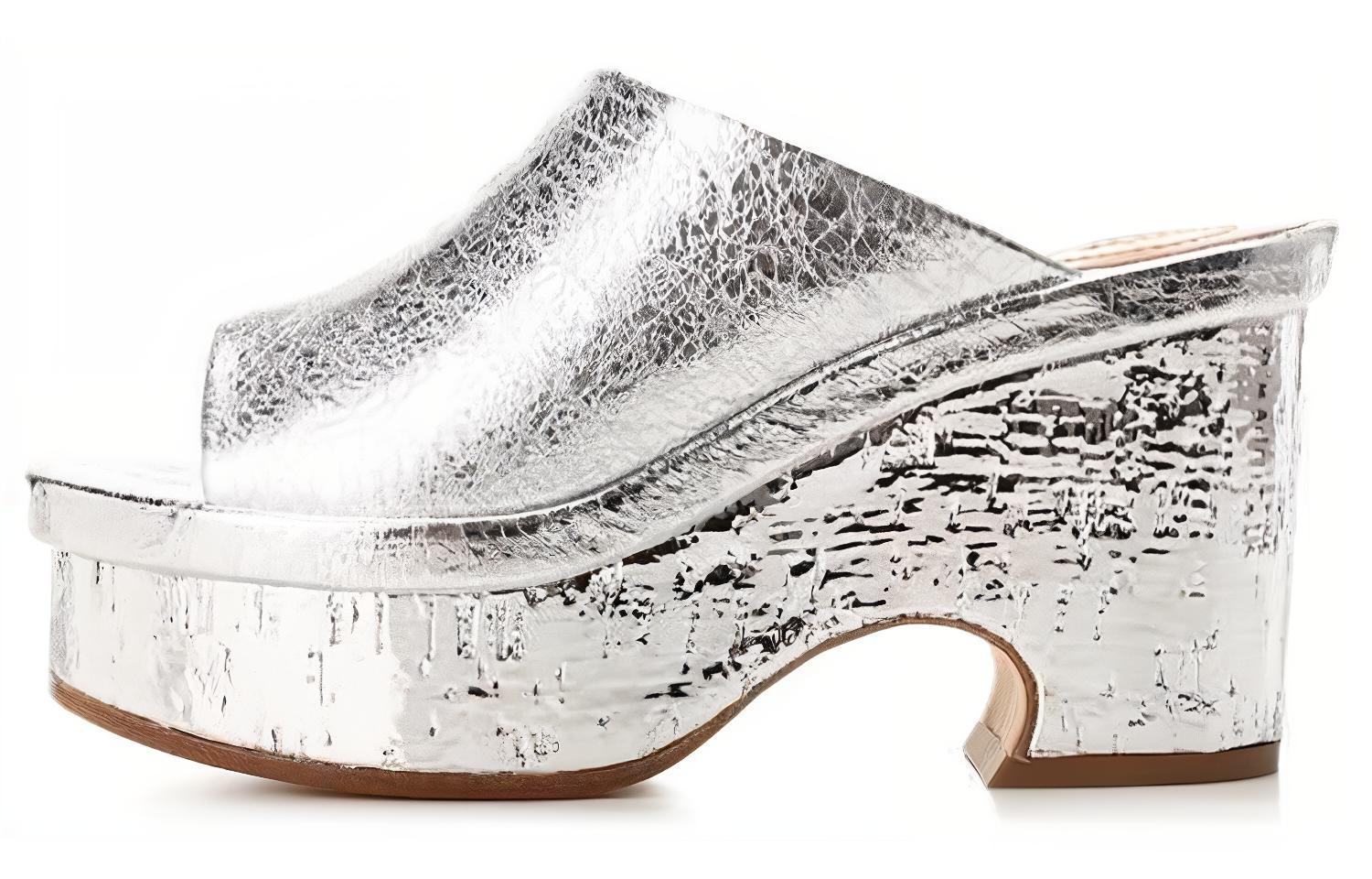 Buy (W) Chloe Open Teen Chunky Hak Ronde Mule ''Zilver'' CHC23U863EM9DL