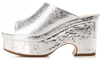 (Women) Chloe Open Toe Chunky Heel Round Mule 'Silver' CHC23U863EM9DL (Women) Chloe Open Toe Chunky Heel Round Mule 'Silver' CHC23U863EM9DL