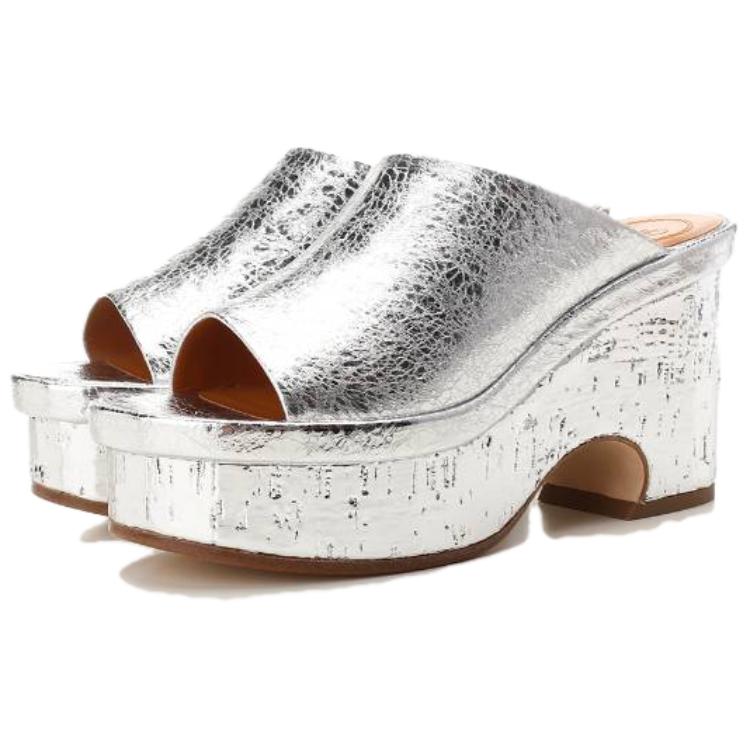 Lookbook (W) Chloe Open Teen Chunky Hak Ronde Mule ''Zilver'' CHC23U863EM9DL