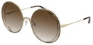Buy (W) クロエ オーバル ゴールド サングラス レディース ロゴ デザイン付き CH0037SA 001