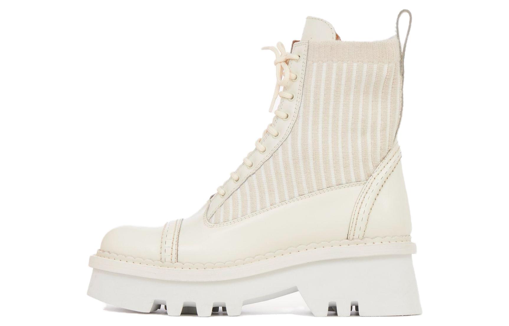 (W) Chloe Owena 'White Lace-Up Ankle Boot'