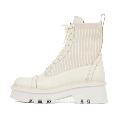 (W) Chloe Owena 'White Lace-Up Ankle Boot'