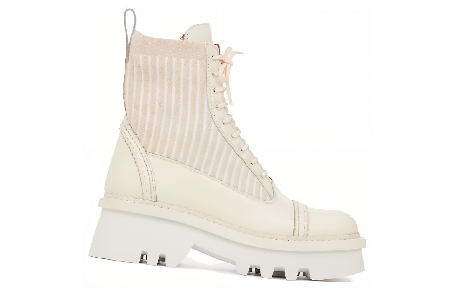 (W) Chloe Owena 'White Lace-Up Ankle Boot' 圖 2