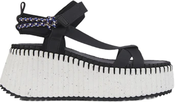 (Women) Chloe Polyester Velcro Wedge Fashion Slides 'Black and White' CHC23U870Y4001 (Women) Chloe Polyester Velcro Wedge Fashion Slides 'Black and White' CHC23U870Y4001
