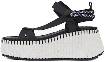 (Women) Chloe Polyester Velcro Wedge Fashion Slides 'Black and White' CHC23U870Y4001 (Women) Chloe Polyester Velcro Wedge Fashion Slides 'Black and White' CHC23U870Y4001